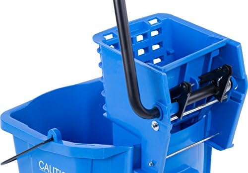 Carlisle FoodService Products 26 Qt Mop Bucket with Side Wringer, Yellow | 18.5 x 16.5 x 16.5 Inches, 34.25-Inch Handle Height, 50,000-Cycle Wringer, Non-Marking Casters, Assembly Required