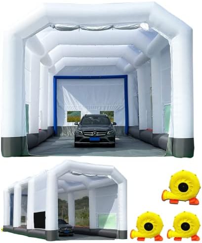 GORILLASPRO Portable Inflatable Paint Booth 26x15x10Ft, Inflatable Spray Booth with 2 Blowers (950W+950W)