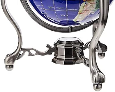 Unique Art 13-Inch Tall Table Top Blue Lapis Ocean Gemstone World Globe with Silver Tripod Stand
