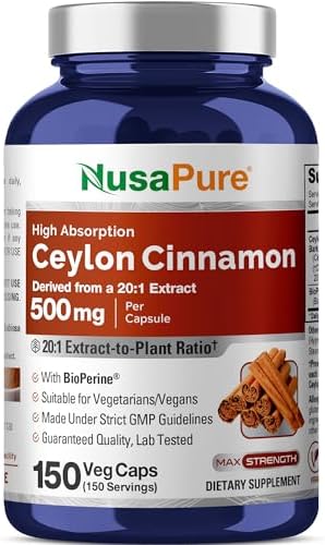 Ceylon Cinnamon, Non-GMO, Vegan, 500mg, 150 Capsules - 150 Servings