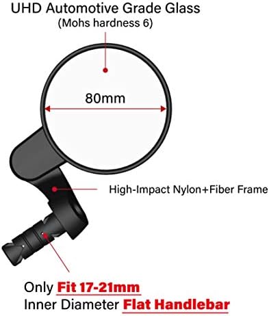 2022 New Bar End Bike Mirror, 80mm Crystal UHD Automotive Grade Glass Lens E-Bike Mirrors, Scratch Resistant, Safe Rearview Mirrors