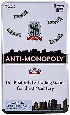Anti-Monopoly Game Tin Travel by University Games |The Real Estate Trading Game for the 21st Century | Fun