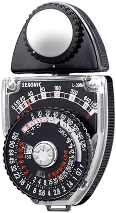 Sekonic L-398A Studio Deluxe III Analog Light Meter, Battery-Free Incident & Reflected Ambient Meter with Amorphous Photocell, Swivel Head