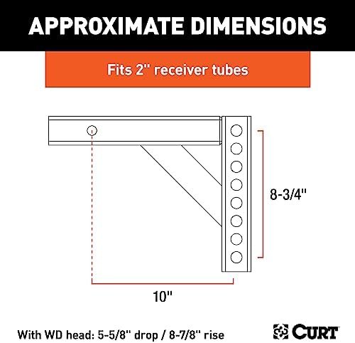 Curt Manufacturing 17120 Adj Hitch Bar 12 in X 5 625 in W/8 875 in Rise