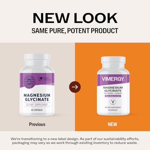 VIMERGY Magnesium Glycinate Supplement, Vegan, 180 Capsules, 90 Servings