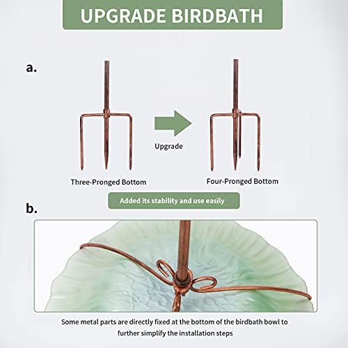 MUMTOP Glass Bird Bath for Outside, Blue Bird Feeder Birdbaths for Oudoors