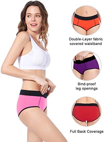 Molasus Women's Soft Cotton Briefs Ladies Mid-High Waisted Full Coverage Panties (Regular & Plus Size)