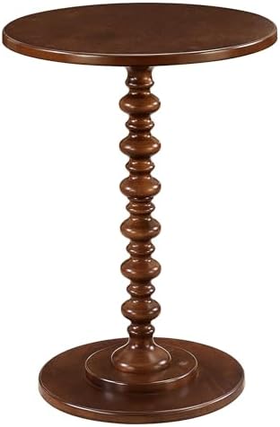 Convenience Concepts Palm Beach Spindle Table 17.75" - Traditional Round End Table for Living Room, Turned Solid Wood Side Table, Classic Display Pedestal Table, Espresso