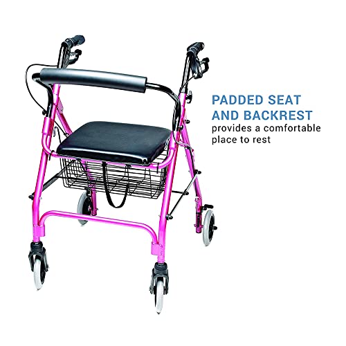 Lumex Walkabout Lite Rollator – Lightweight 14.5 lb. Rolling Walker with Seat for Seniors, Lavender