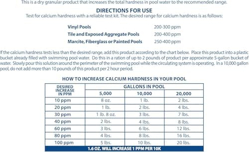 Pool Mate 25-Pounds Premium Calcium Hardness Increaser for Pools | Calcium Up, 100% Calcium Chloride, 8 ounces raises calcium hardness level 10 ppm per 5,000 gallons of water, Made in USA