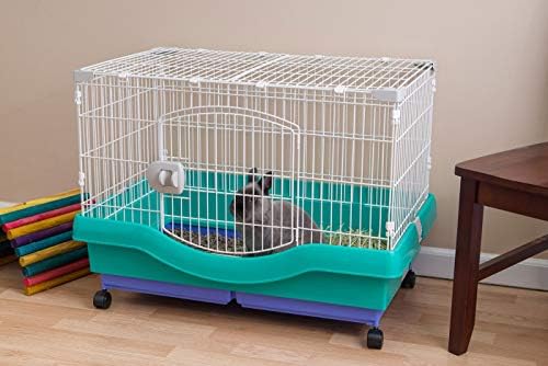 IRIS USA Large Portable Wire Rabbit Cage with Top Access and Two Tray Division
