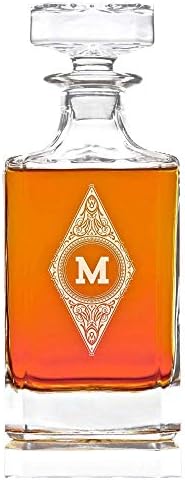 Swanky Badger Personalized Whiskey Decanter, Custom Whisky Decanter, 28 oz, 850ml, 8.5” x 3.5” x 3.5” (Modern)