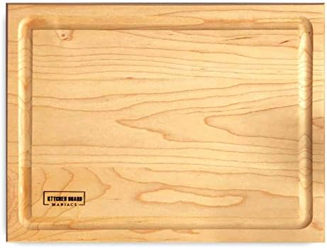 Premium Maple Wood Cutting Board - 12x8 Inches, Reversible Chopping Board for Kitchen, Cheese, and Charcuterie, Durable and Knife-Friendly