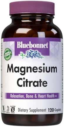 Bluebonnet Nutrition Magnesium Citrate, 400mg of Magnesium, Maximum Absorption, Supports Immune Health & Energy Production*, Soyfree, Gluten-Free, Non-GMO, Kosher, Dairy Free, Vegan, 120 Caplets | Supports Immune Health & Energy Production; Non-GMO, Vega…