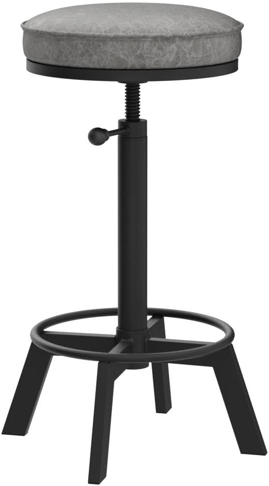 Set of 2 Industrial Bar Stools Short Stool Swivel Wooden Seat Kitchen Island Chairs Counter Height Adjustable 15.2-21inch