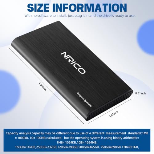 NRICO Ultra Slim 500GB Portable External Hard Drive USB3.0 HDD Storage | Compatible for PC, Desktop, Laptop,Mac,PS4, Xbox one(BLACK, 500,GB) large capacity external storage,Plug and Play