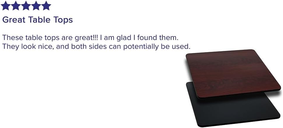 Flash Furniture 36" Square Reversible Table Top, Black/Mahogany | Reversible Laminate Top, Durable Construction, Commercial Use