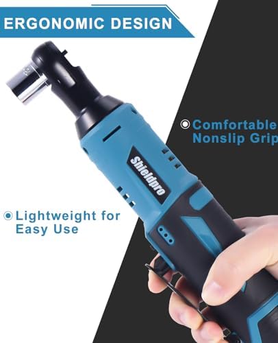 Cordless Electric Ratchet Wrench Kit,40Ft-lb 3/8" Power Ratchet Wrench 1-Hour Fast Charge,2 Packs 2000MA Lithium-Lon Battery,1/4 Adaptor,Extension Bar