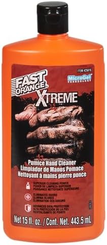 Fast Orange 25108 Pumice Lotion, Heavy Duty Hand Cleaner, Natural Citrus Scent, Waterless Cleaner For Mechanics, Strong Grease Fighter, 7.5 oz