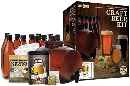 Mr. Beer - Craft Beer Making Kit (2 Gallon) Complete DIY Home Brew Set | Beer Making Kit for Beginners Everything Included | Reusable 25 oz Bottles | 2 Gallon Keg | Golden Ale