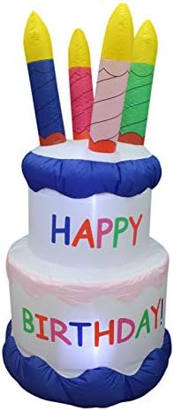 6 Foot Tall Inflatable Happy Birthday Cake with 4 Candles Party Decoration
