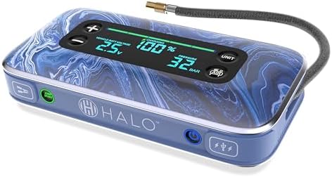 HALO BOLT AIR+ 1750A Jump Starter, AIR Compressor, Power Bank, Blue | 130 PSI air compressor, 59.9Wh power bank, large display, LED light. Jumps cars, SUVs & trucks