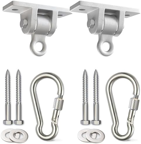 Jungle Gym Kingdom Swing Set Hangers - 2 Heavy Duty Brackets with Locking Snap Hooks for Porch, Patio