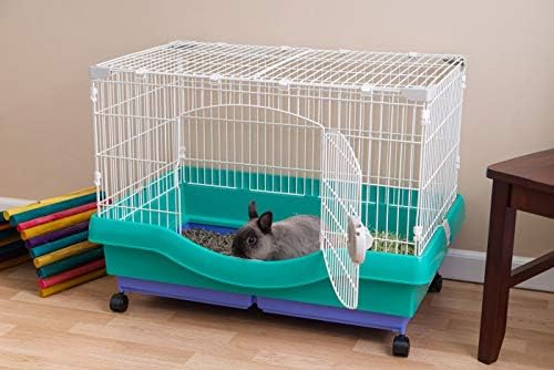 IRIS USA Large Portable Wire Rabbit Cage with Top Access and Two Tray Division