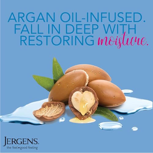 Jergens In Shower Lotion For Dry Skin, Wet Skin Moisturizer, 10 oz, 4 Pack | Argan Oil, Hyaluronic Acid, Fast Absorption, Non-Sticky Formula, Dermatologist Tested