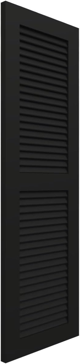 18"W x 60"H True Fit PVC Two Equal Louver Shutters, Unfinished (Per Pair - Hardware Not Included)