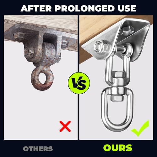 Heavy Duty Swing Hangers for Wooden Sets 2000 LB Capacity Hammock Hanger 360 Swivel Stainless Steel Swing Hardware Accessories 2 Packs for Porch