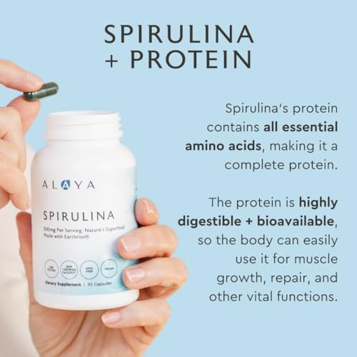 Alaya Pure Spirulina 500mg Hawaiian Blue Green Algae 90 Capsules