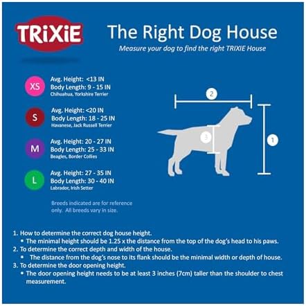 Trixie Natura Classic Dog House - Wooden Outdoor Shelter with Weatherproof Sealer, Hinged Roof & Adjustable Legs for Medium Dogs - Gray - 27 x 41 x 28.5 in