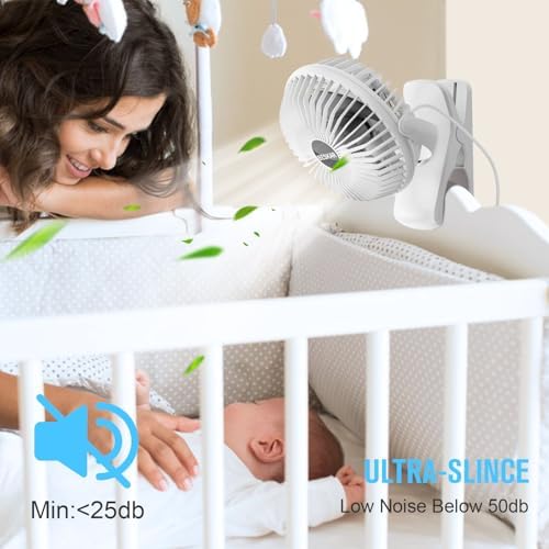 BESKAR USB Clip on Fan, Portable Small Desk Fan with Cord Powered