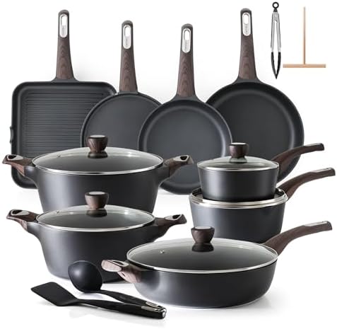 SENSARTE Ceramic Cookware Sets, Pots and Pans Set Non stick, Non toxic Healthy Induction Cookware, 26 Pcs Nonstick Kitchen Cooking Set, w/Frying Pans Set, Saucepans Set