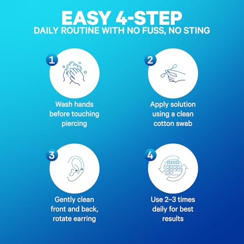 INVERNESS After Piercing Ear Care Solution 4 Oz 2-Pack – Gentle Piercing Care For Newly Pierced Ears