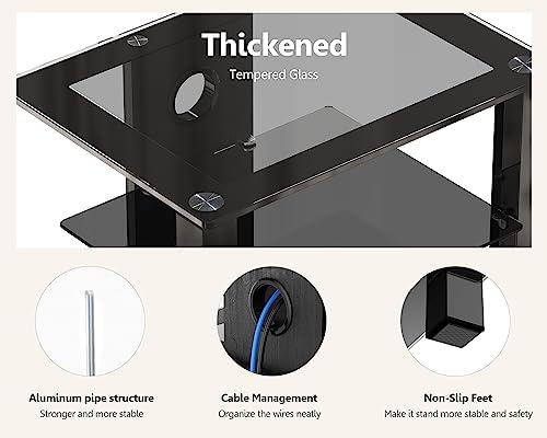 FITUEYES 4-Tier AV Media Cabinet Stand with Multiple Height Options, Black
