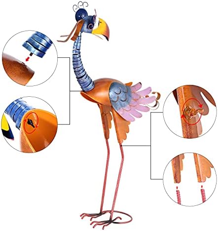 Tooarts Metal Garden Bird Statue Standing Animal Backyard Ornaments Outdoor Sculpture for Lawn Patio Art Decoration