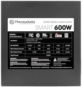 Thermaltake Smart 500W 80+ White Certified PSU, Continuous Power with 120mm Ultra Quiet Cooling Fan, ATX 12V V2.3/EPS 12V Active PFC Power Supply PS-SPD-0500NPCWUS-W