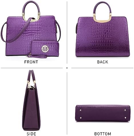 Womens Handbag Top Handle Shoulder Bag Tote Satchel Purse Work Bag with Matching Wallet
