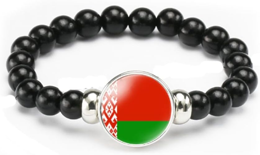 vmcoatdu National Flag Bracelet Elastic Rope Beaded Bracelet Support Your Country Travel Souvenir Gifts for Men Women