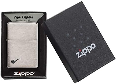 Zippo Unisex-Adult Pipe Lighter, Brushed Chrome Black Pipe, One Size | Ideal gift for Birthdays, Father's Day, Christmas, Valentine's Day, Weddings