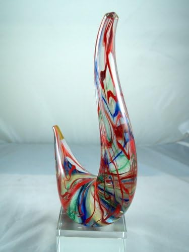 M Design Art Handcraft Dual Layer Rainbow Swirls Mix Lighting Wave Glass Sculpture