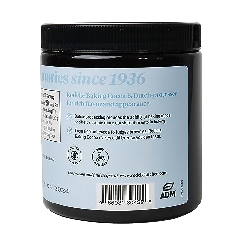 Rodelle Gourmet Dutch-Processed Cocoa Powder, Unsweetened, Gluten Free, 8 Oz. | Rich smooth Dutch-processed cocoa for baking, brownies