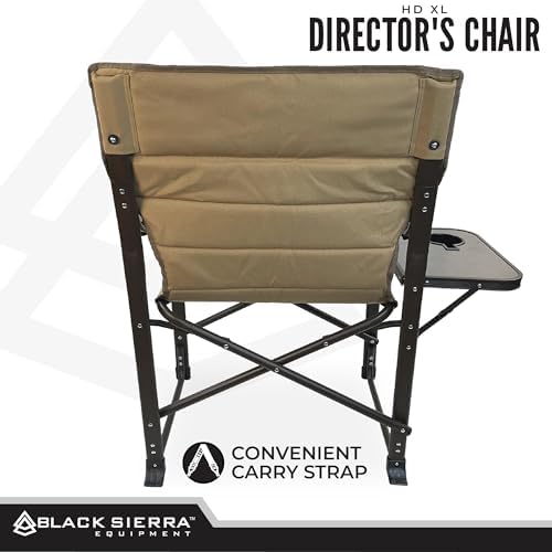 XL Directors Chair with Foldable Side Table, Heavy Duty Camp Chair supports 400 Lbs