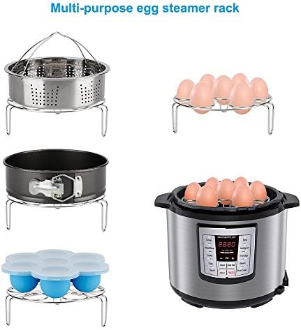 Accessories Set for Instant Pot 6 Qt 8 Quart | with Steamer Basket Cheesecake Pan Egg Steam Trivet Silicone Mold Mitts Tong