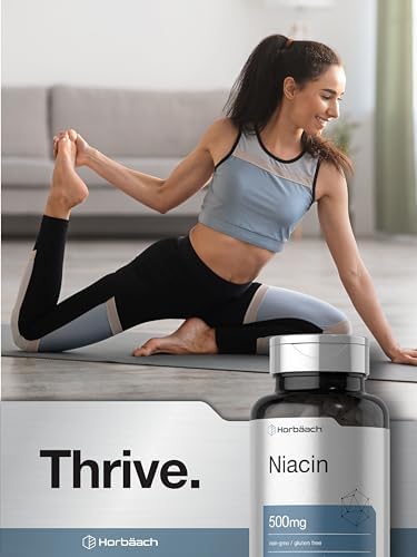 Horbäach Niacin | Vitamin B3 500mg | 100 Capsules | with Flushing | Non-GMO, and Gluten Free Supplement