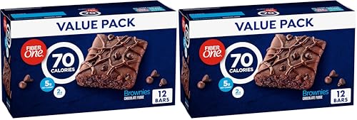 Fiber One 70 Calorie Chocolate Fudge Brownies, Mega Pack, 18 ct, 16 oz | 26% Daily Value of Fiber per Bar, 70 Calories & 2g Sugar, 5g Net Carbs, Bulk Pack for Office or Pantry Stocking