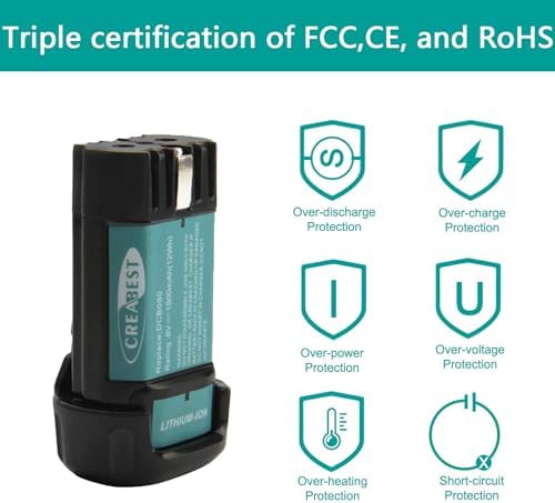 CREABEST 1500mAh 8V MAX Replacement Battery Fits DEWALT DCB080 DW4390 | Compatible with DCB080 DCF680N1 DW4390 DCF680N2 DCF680G2 DCF680N1 DW4390