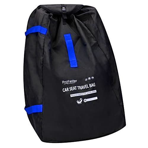 Car Seat Travel Bag Backpack for Air Travel - Karfast Universal Infant Carseat Gate Check Bag Cover for Airplane, Foldable with Pouch, Black